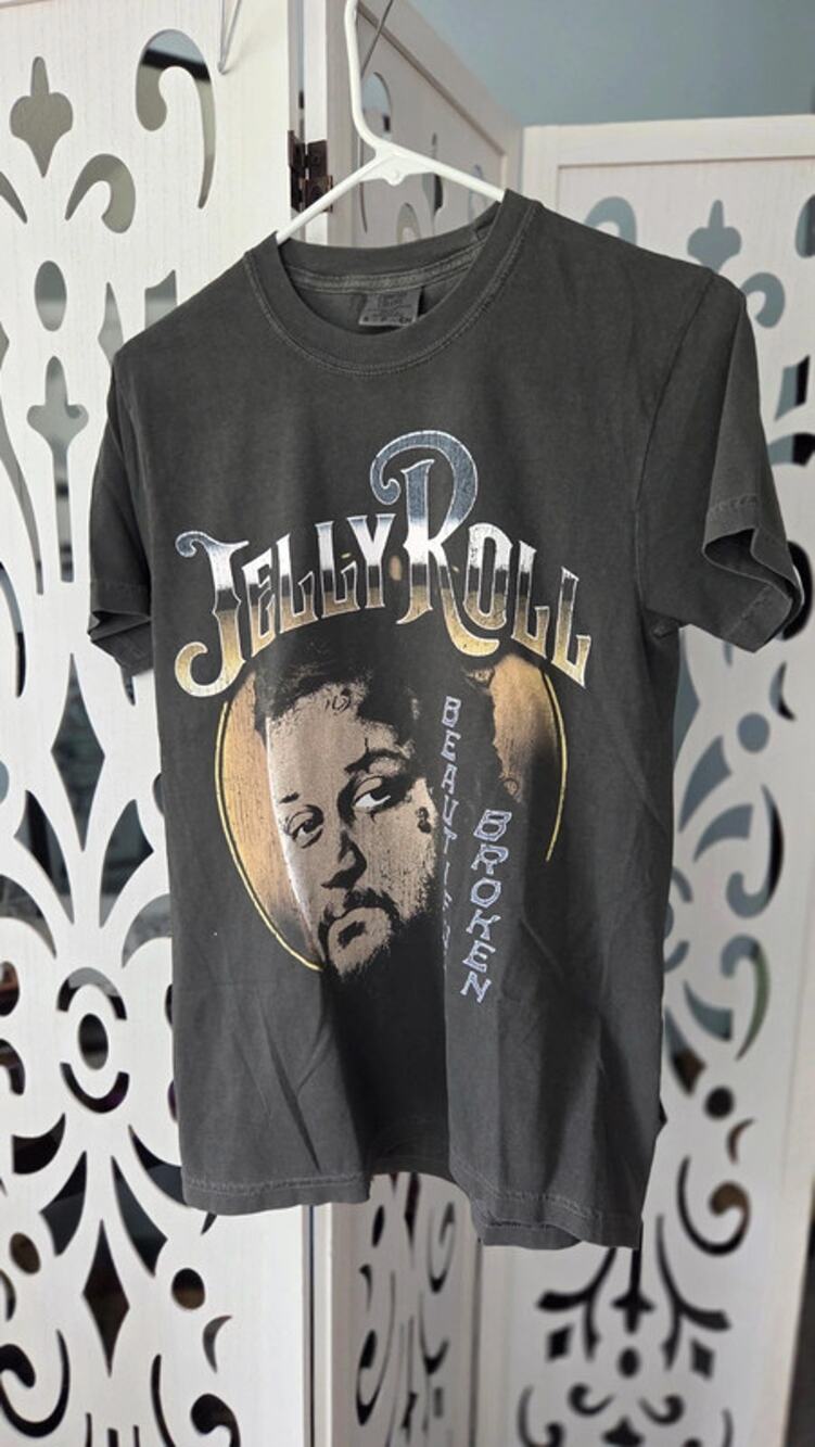 Jelly Roll Beautifully Broken 2025 Tour Graphic Band Tee Black Shirt S Nwot